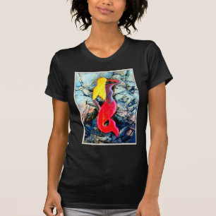 blond sjöjungfru i rött tee shirt