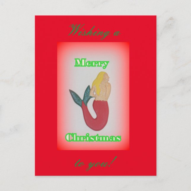 blond sjöjungfru som önskar god jul helg vykort (Framsida)