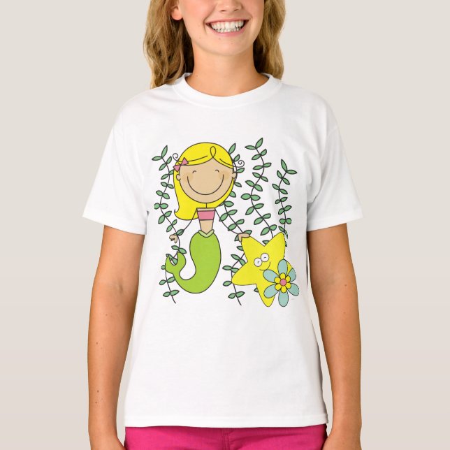 Blond sjöjungfru t shirt (Framsida)