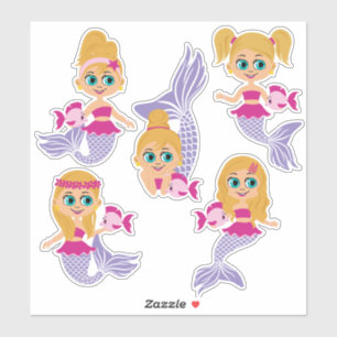 Blond sjöjungfrusticker ark (5 stck) klistermärken