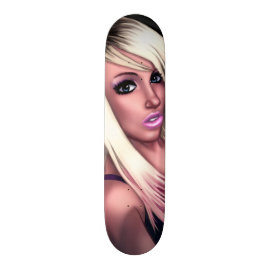 Blond Skaterflicka Old School Skateboard Bräda 18 Cm