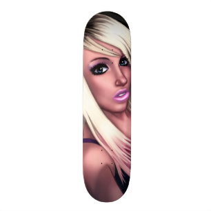Blond Skaterflicka Old School Skateboard Bräda 18 Cm
