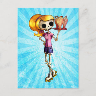 Blond Skeleton Waitress Vykort