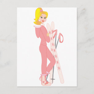 Blond Skier Vykort