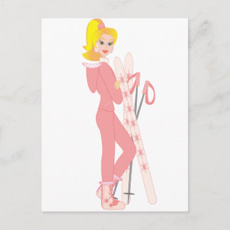 Blond Skier Vykort
