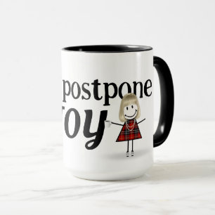 Blond Stick figur Girl med Joy Quote Mugg
