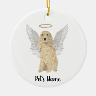Blond Tan Guldfärgad Cocker Spaniel Sympati Minnes Julgransprydnad Keramik