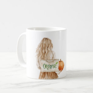 Blond Tjej Bondens Marknad Ekologisk Kaffemugg