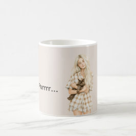 Blond Tjej Svart Katt Purrrr Halloween Kaffemugg