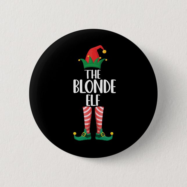 Blond tomte som matchar familjens julfest tomte knapp (Framsida)