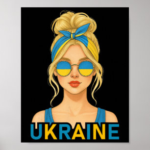 Blond ukrainsk flicka Ukraina flagga ukrainsk flic Poster