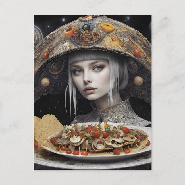 Blond Woman på Planet Taco Fantasy Vykort (Framsida)