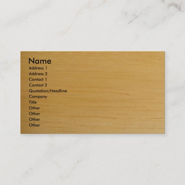 Blond Wood visitkort (Framsida)