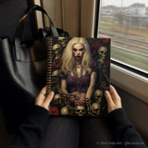 Blond Zombie Tjej Gothic Planerare med Döda Kranie