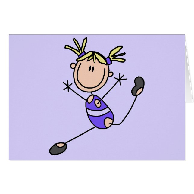 Blonda flickagymnastTshirts och gåvor Hälsningskort (Framsidan Horizontal)