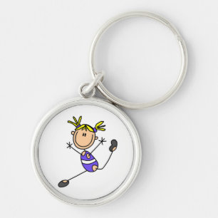 Blonda flickagymnastTshirts och gåvor Rund Silverfärgad Nyckelring