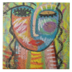 Blonde Abstrakt Acrylic Porträtt på OSB Kakelplatta