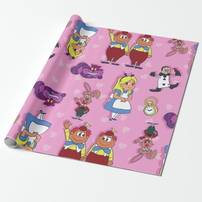 blonde Alice i Wonderland Cheshire Cat Mad Hatter Presentpapper (Utrullad)