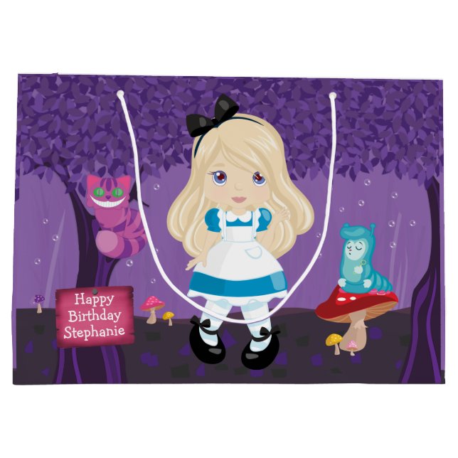 Blonde Alice med Cheshire Cat Large Gift Bag (Baksidan)