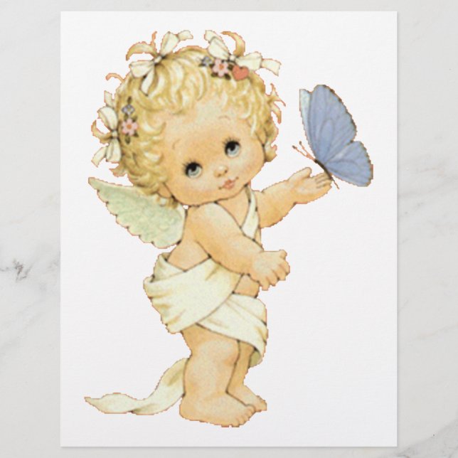 Blonde Angel baby med fjäril. (Framsida)