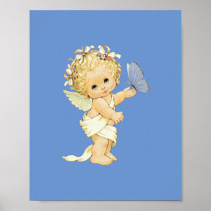 Blonde Angel baby med fjäril. Poster