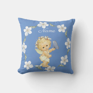 Blonde Angel baby med namn keramiskt eller med but Kudde
