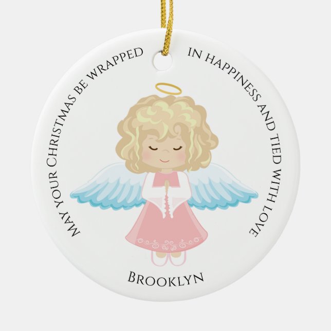 Blonde Angel Ceramic Ornament (Framsidan)