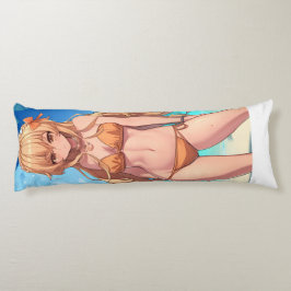 Blonde Anime Beach Girl i en simkostym Kroppskudde