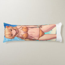 Blonde Anime Beach Girl i en simkostym
