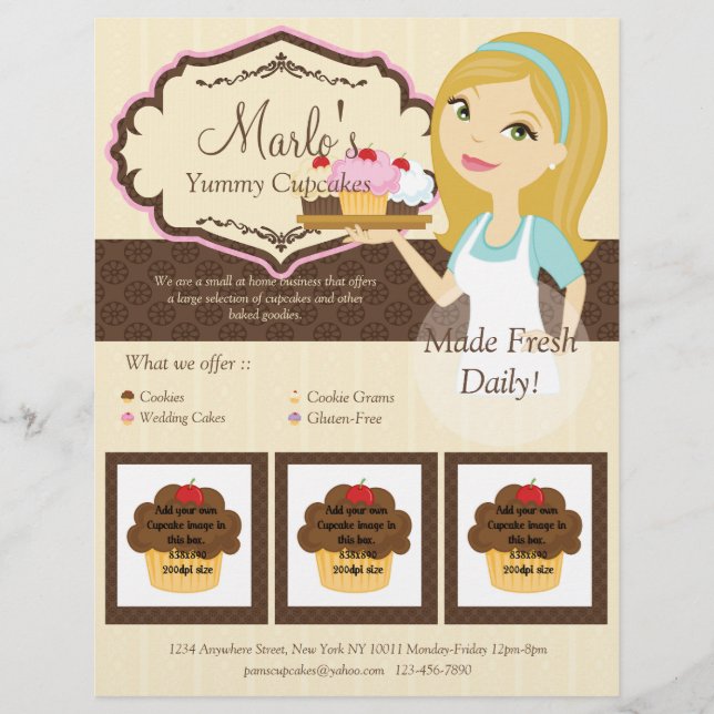 Blonde Baker Cuptårta D12 Flyer med foton D1c (Framsidan)