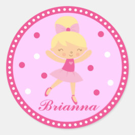 Blonde Ballerina Girl Sticker (rosa) Runt Klistermärke