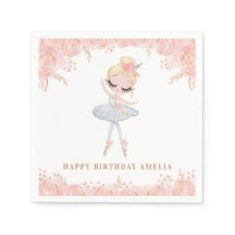Blonde Ballerina in White Dress Blommigt Birthday