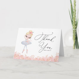 Blonde Ballerina in White Dress Blommigt Birthday Tack Kort