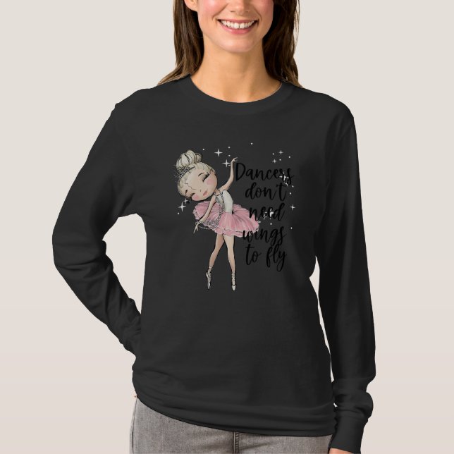 Blonde Ballet Dancer Girls Ballerina Dance Class W T Shirt (Framsida)