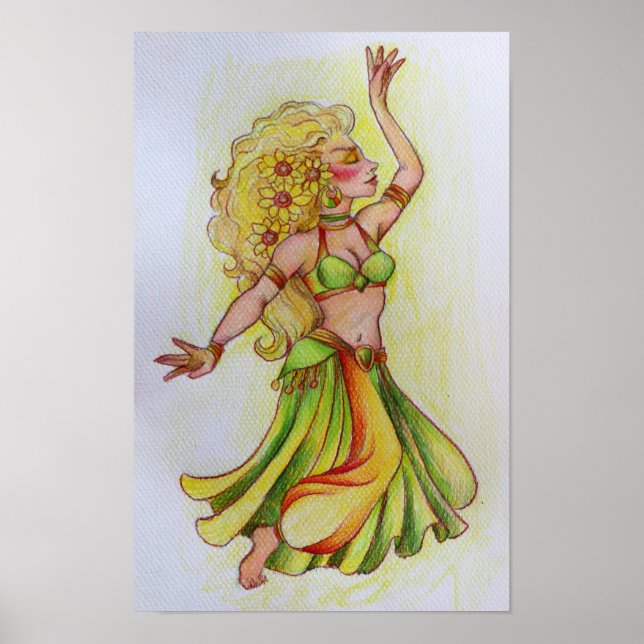 Blonde Belly Dancer Sketch Poster (Framsidan)