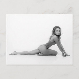 Blonde Bikini Babe B&W-fotovykort Vykort