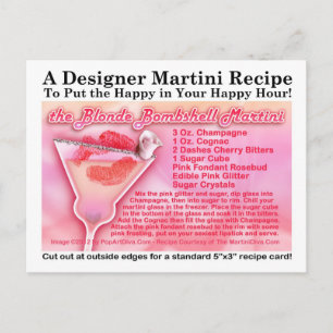 Blonde Bombshell Martini Recipe-vykort Vykort