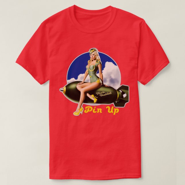 Blonde Bombshell Pin Rockabilly design 1 T Shirt (Design framsida)
