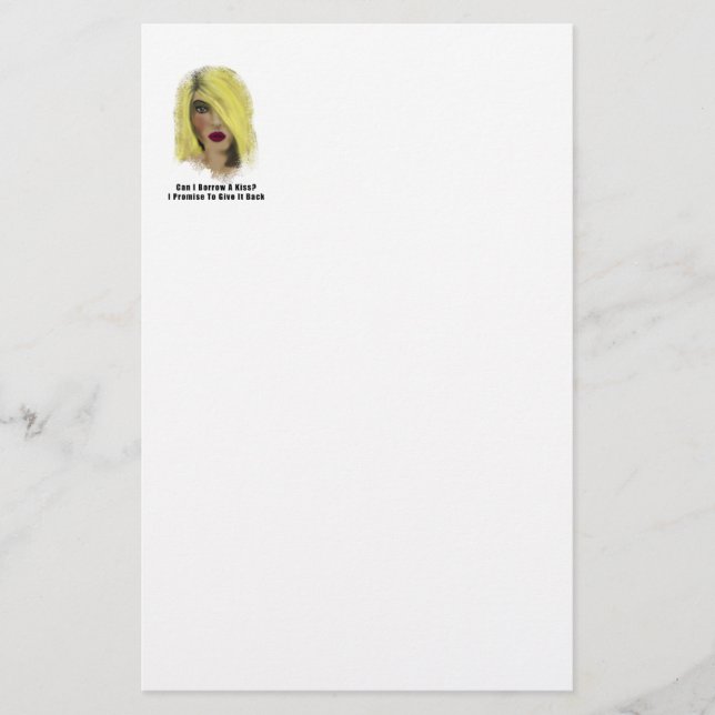 Blonde Bombshell Woman Borrow A Kiss Brevpapper (Framsida)