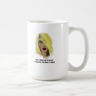 Blonde Bombshell Woman Borrow A Kiss Kaffemugg