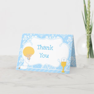 Blonde Boy First Communion Damask 'Tack' Tack Kort