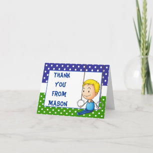 Blonde Boy Gymnastics Tackkort Card