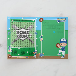 Blonde Boys Baseball Ord Search Grattis på födelse Kort