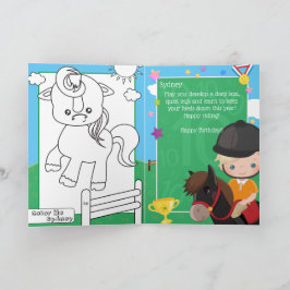 Blonde Boys Equestrian Coloring Page Birthday Kort