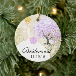 Blonde Bridesmaid Gifts Lavender Heart Löv Träd Julgransprydnad Keramik