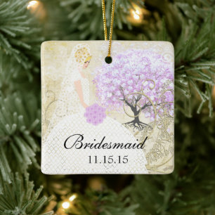 Blonde Bridesmaid Gifts Lavender Heart Löv Träd Julgransprydnad Keramik