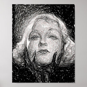 Blonde Dam Använd svarta handskar i den ursprungli Poster
