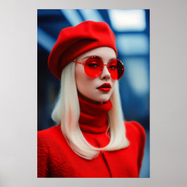 Blonde Dam i rött Poster