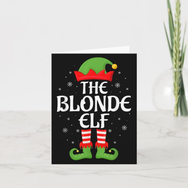 Blonde Elf Julafton Family Matching Elf Squad Chri Kort (Framsida)