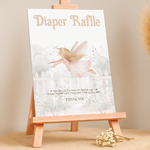 Blonde Fairy Baby Shower Diaper Raffle Bord Sign Poster